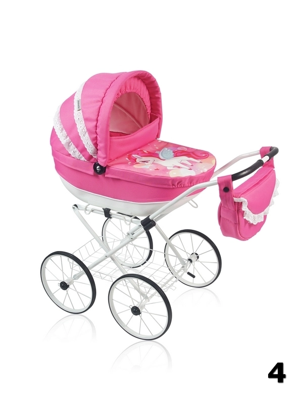 Laila Magic Prampol - różowy wózek dla lalek z jednoróżcem