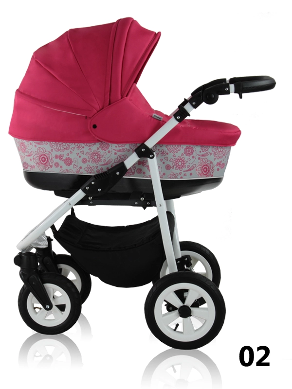Style - różowy wózek dziecięcy ze wzorkami