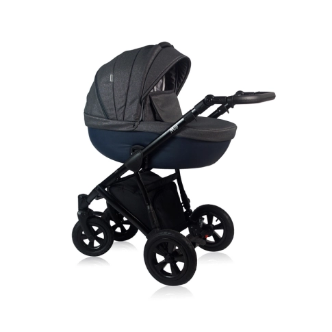 Mio - Multifunctional baby pram with a black frame, black wheels