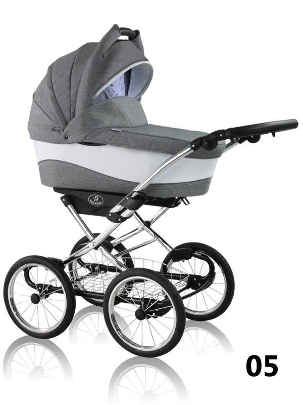 Soft Line Chrome Prampol - a high pram with large wheels, perfect for a baby boy and a baby girl