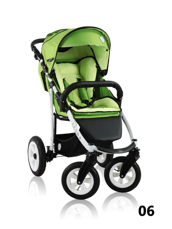 Zebra Prampol - green full-size stroller for kids