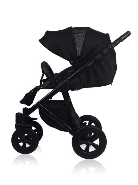 Celia Premium Prampol - czarny wózek spacerowy z przedłużaną budką z wentylacją