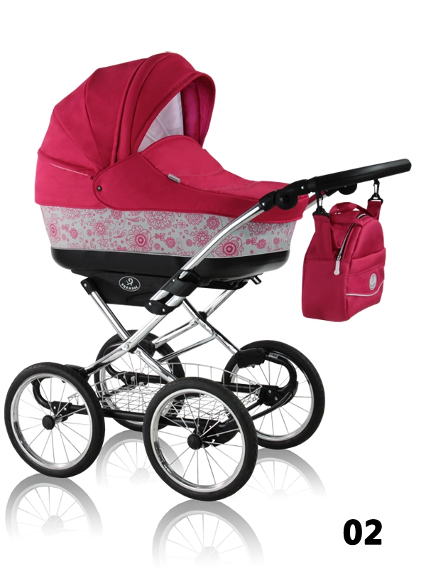 Style Chrome - różowy wózek dziecięcy w stylu retro
