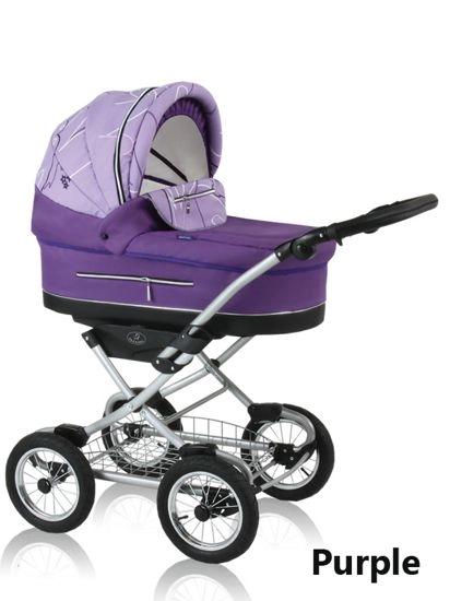 Silvia - wózek dziecięcy w kolorze fioletowym na dużych kółkach