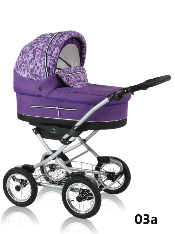 Silvia Prampol - fioletowy wózek dziecięcy ze wstawkami w kolorze fioletowych wisienek