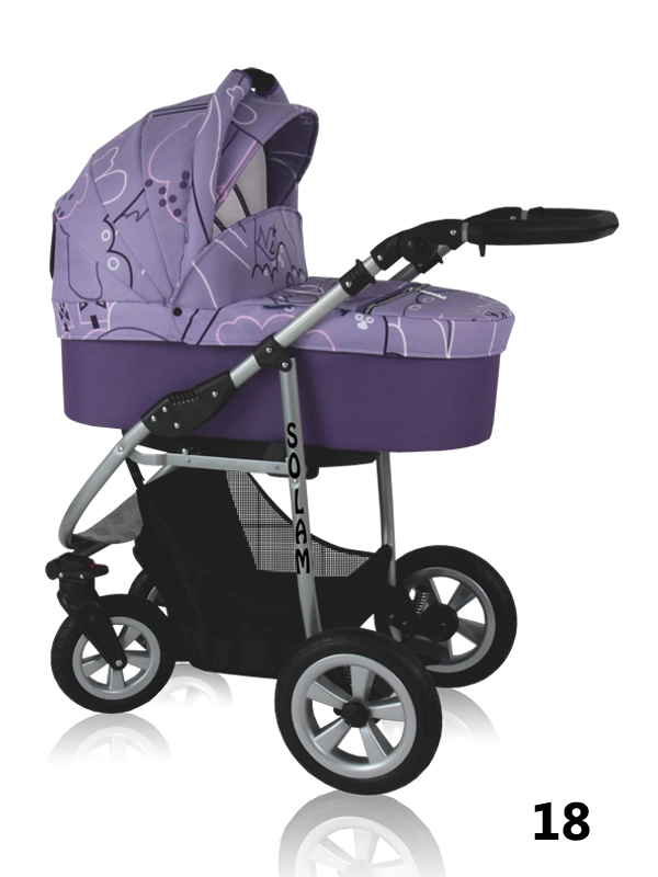 Solam Limited - fioletowy wózek dziecięcy ze wzorkami 