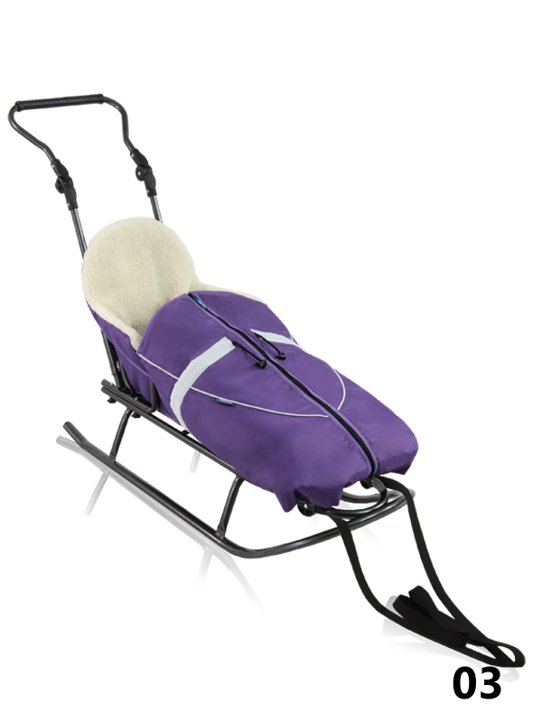 Rasper - sledges for children with a purple insulated sleeping bag
