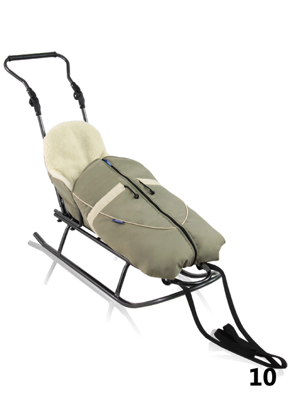 Rasper - sledge for children with a beige insulated sleeping bag