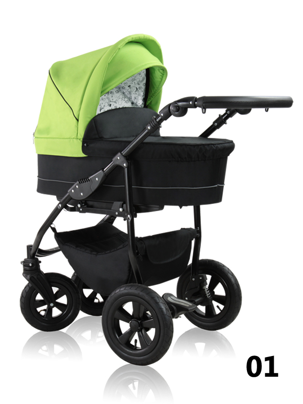 Simple - black pram with a green booth