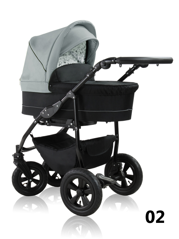 Simple - black pram with a grey booth