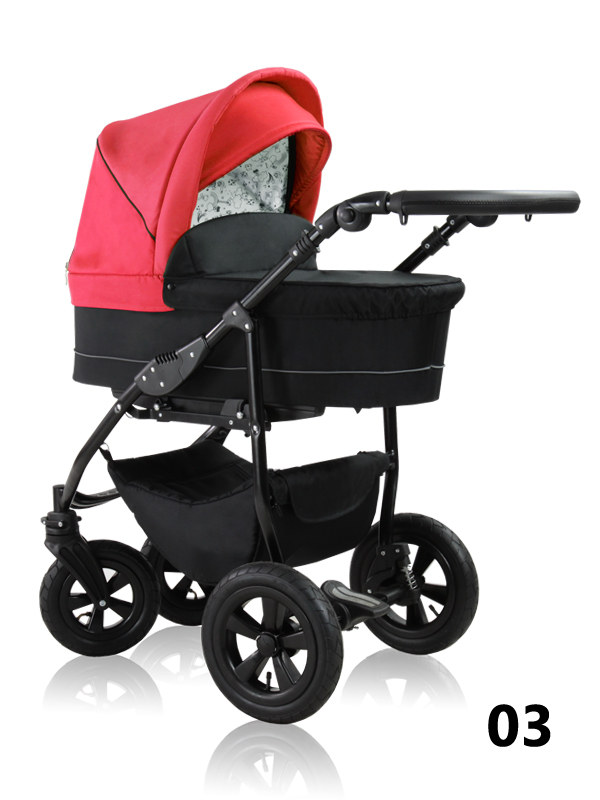 Simple - black pram with a red booth