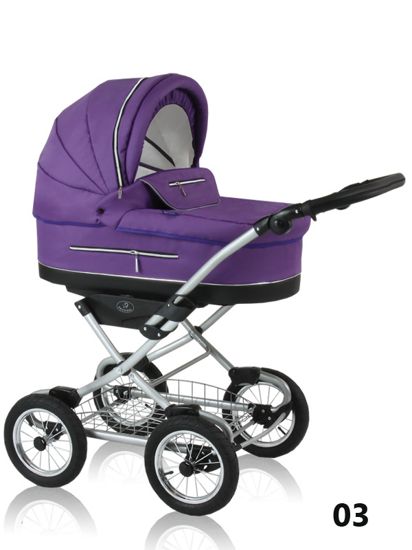 Silvia Prampol - a one-color, purple baby pram for girls on large wheels