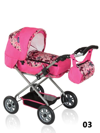Jenny - a pink doll's pram with flowers