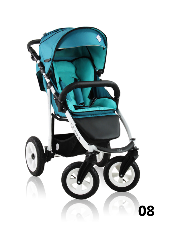 Zebra Prampol - blue stroller with pneumatic wheels