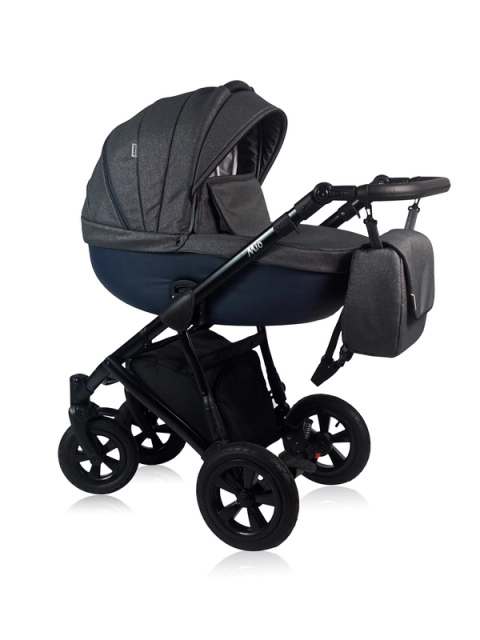 Mio - a multifunctional baby pram with a black frame and dark colors