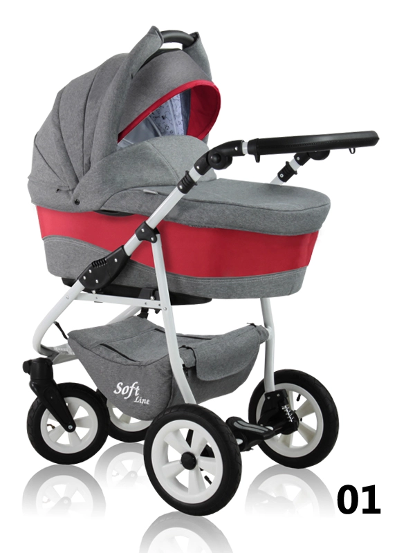 Soft Line Prampol - gray and red baby stroller