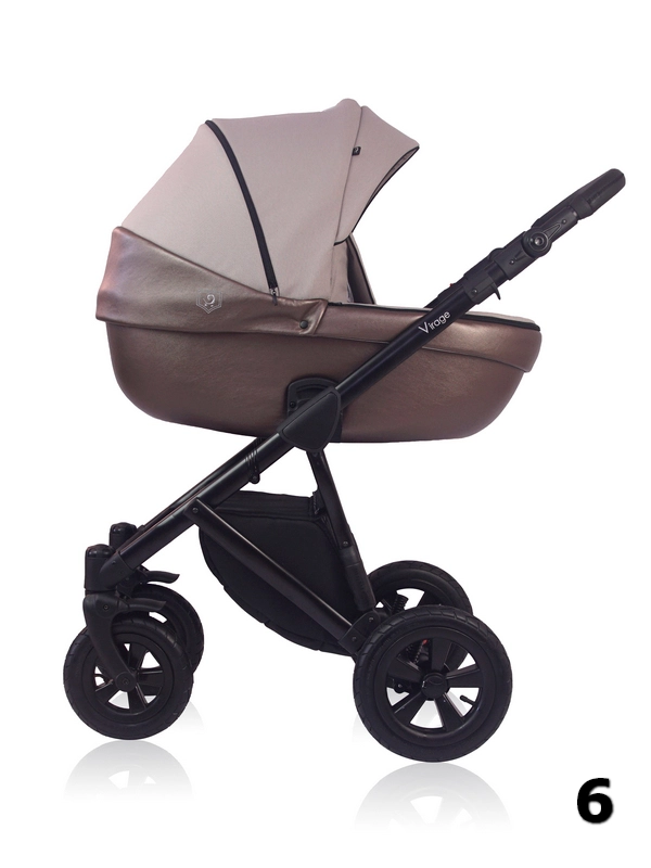 Virage Premium Prampol - a universal baby stroller with the addition of eco leather in brown and gold